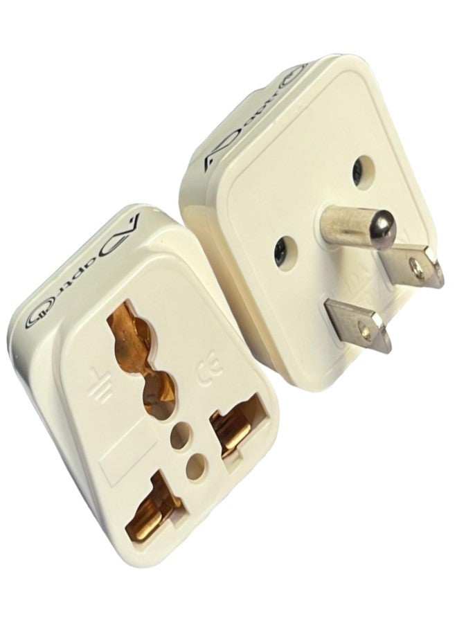 Adaptro India to USA, Japan, Canada, Plug Converter for Travel US, Philippines, Mexico, Brazil, Cuba, Thailand, Taiwan, Panama etc. Type B Universal Adapter (Pack of 2) White - Image 1